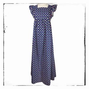 Vintage 70s Floral Apron Maxi Ruffle Sleeve Dress Modern size 4